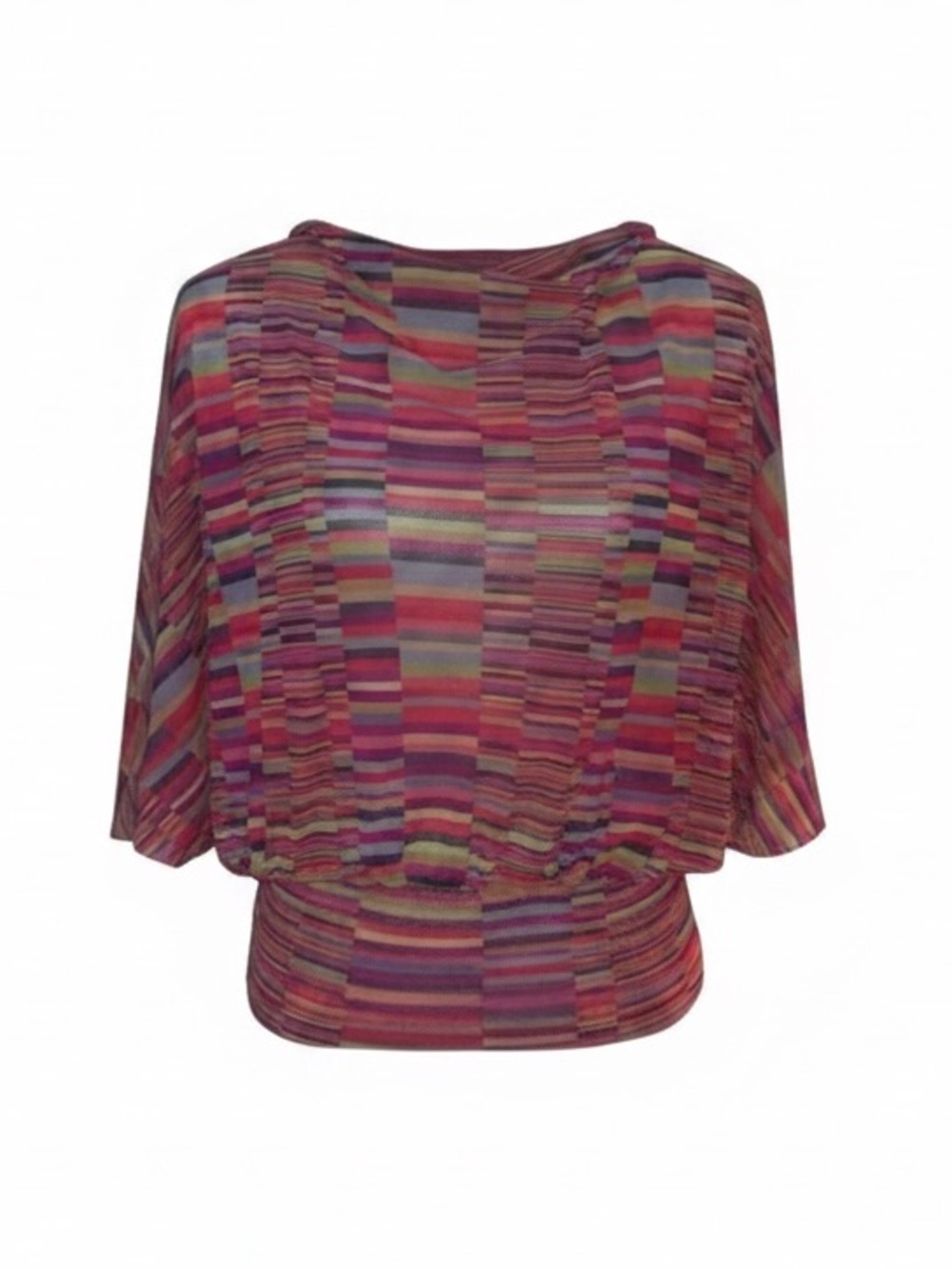 SWEET PEA Y2K Sheer Striped Dolan Sleeve Top